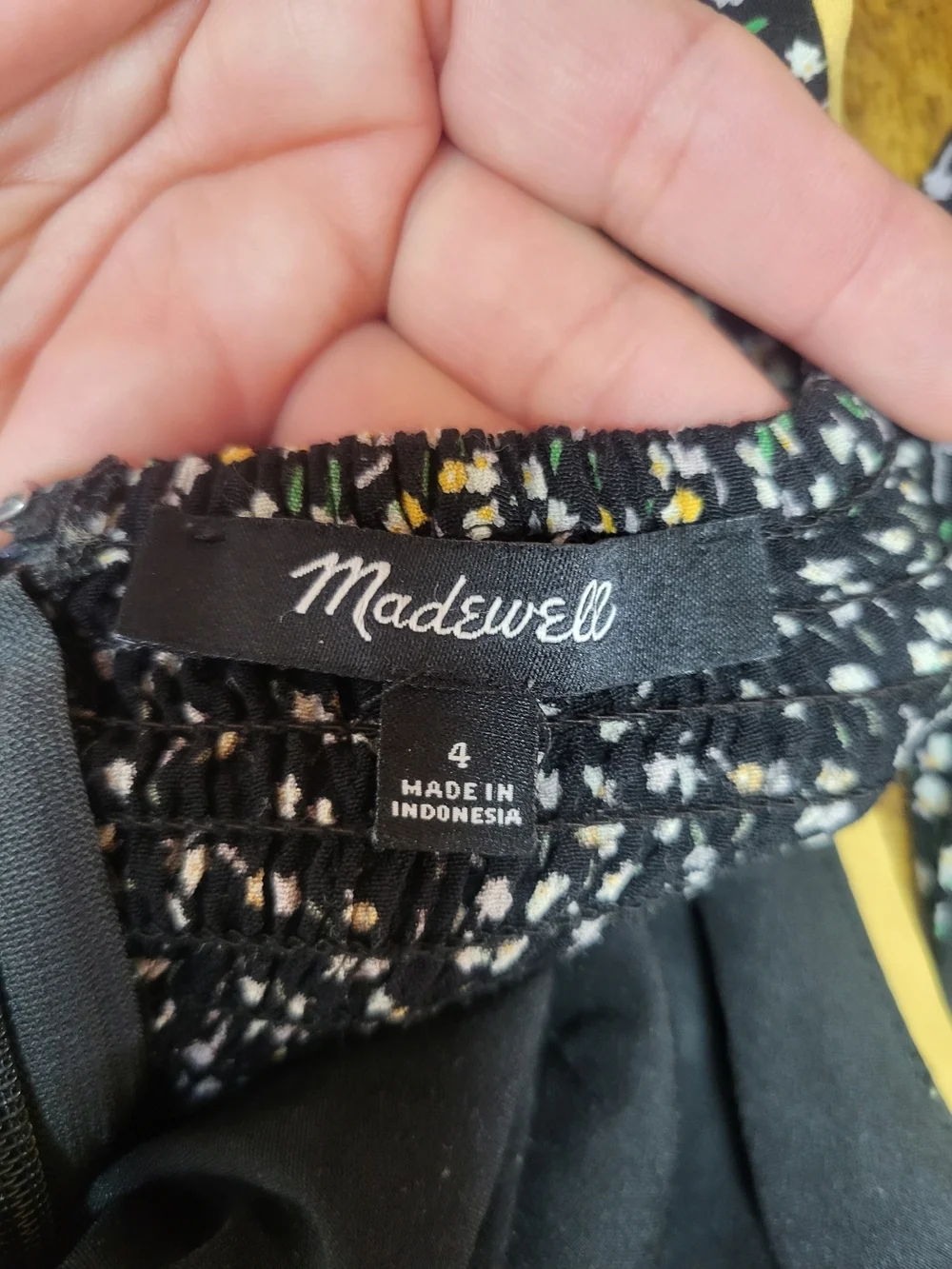 Madewell Black Floral Wide-Leg Jumpsuit with Cream Trim
